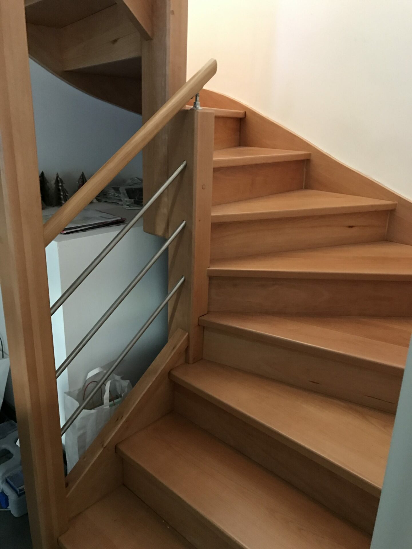 Escalier en bois tournants